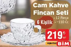 GLASS İN LOVE CAM KAHVE FİNCAN SETİ 6 KİŞİLİK 12 PARÇA 110 CC
